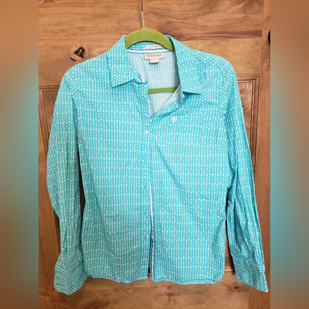 Ariat Turquoise Patterned Button-Down Shirt